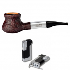 Vauen Designer Pfeife * Champagne 3 Weißpunktedition + Necuma Pfeifenfeuerzeug 