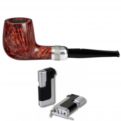 Vauen Pfeife * Chianti 103 Weißpunktedition + Necuma Pfeifenfeuerzeug 