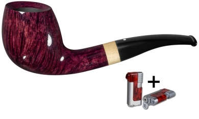 Vauen Pfeife Duett Weißpunktedition + Winjet Pfeifenfeuerzeug glatt braun 