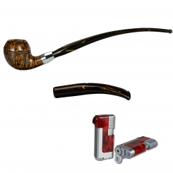 Vauen Lesepfeife * Eames 2in1 108 Weißpunktedition + Necuma Pfeifenfeuerzeug 