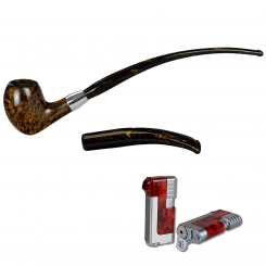 Vauen Lesepfeife * Eames 2in1 141 Weißpunktedition + Necuma Pfeifenfeuerzeug 