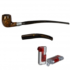 Vauen Lesepfeife * Eames 2in1 168 Weißpunktedition + Necuma Pfeifenfeuerzeug 