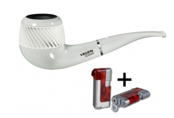 Vauen Pfeife Edgar 1 Weißpunktedition + Necuma Pfeifenfeuerzeug 