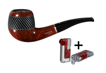 Vauen Pfeife Edgar 3 Weißpunktedition + Necuma Pfeifenfeuerzeug 