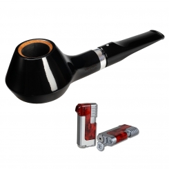 Vauen Pfeife * Felix 1 Weißpunktedition + Necuma Pfeifenfeuerzeug 