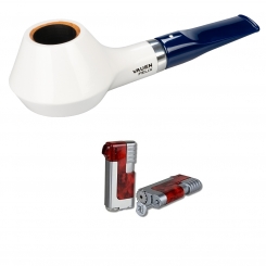 Vauen Pfeife * Felix 2 Weißpunktedition + Necuma Pfeifenfeuerzeug 