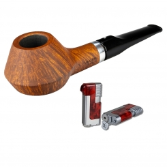 Vauen Pfeife * Felix 3 Weißpunktedition + Necuma Pfeifenfeuerzeug 