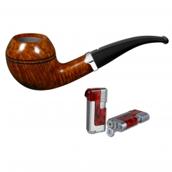 Vauen Pfeife Finn 108 Weißpunktedition + Winjet Pfeifenfeuerzeug 