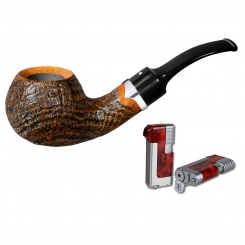 Vauen Pfeife Finn 537 Weißpunktedition + Winjet Pfeifenfeuerzeug 