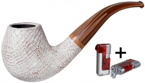 Vauen Pfeife Fuji sand weiss 4204 + Winjet Pfeifenfeuerzeug 