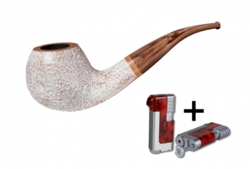 Vauen Pfeife Fuji sand weiss 4242 + Necuma Pfeifenfeuerzeug 