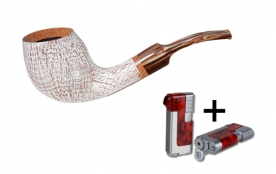 Vauen Pfeife Fuji sand weiss 4271 + Necuma Pfeifenfeuerzeug 