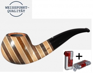 Vauen Pfeife Hawaii 137 Weißpunktedition + Necuma Pfeifenfeuerzeug 