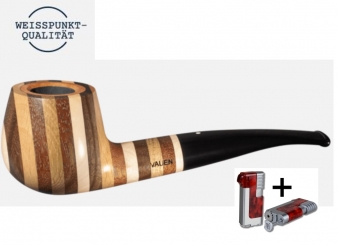 Vauen Pfeife Hawaii 340 Weißpunktedition + Necuma Pfeifenfeuerzeug 