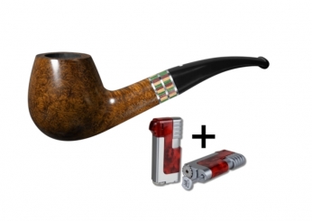 Vauen Pfeife KENIA 161 Weißpunktedition + Necuma Pfeifenfeuerzeug 