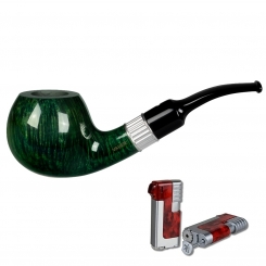 Vauen Pfeife Kensington Weißpunktedition 142 + Necuma Pfeifenfeuerzeug 