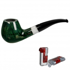 Vauen Pfeife Kensington Weißpunktedition 161 + Necuma Pfeifenfeuerzeug 