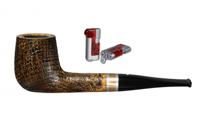 Vauen Pfeife * Kira 503 sandgestrahlt Weißpunktedition + Necuma Pfeifenfeuerzeug 