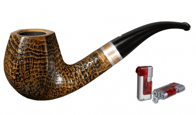 Vauen Pfeife * Kira 506 sandgestrahlt Weißpunktedition + Necuma Pfeifenfeuerzeug 