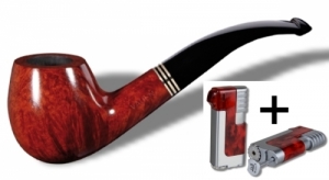 Vauen Pfeife Laiton glatt 1061N + Winjet Feuerzeug 