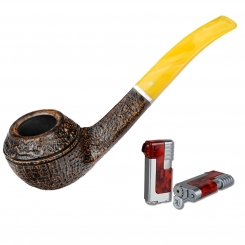 Vauen Pfeife * Lessing LS507 filterlos + Necuma Pfeifenfeuerzeug 