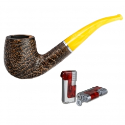 Vauen Pfeife * Lessing LS527 filterlos + Necuma Pfeifenfeuerzeug 