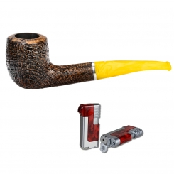 Vauen Pfeife * Lessing LS568 filterlos + Necuma Pfeifenfeuerzeug 