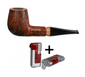 Vauen Pfeife * Luxor 411 Weißpunktedition gebürstet + Necuma Pfeifenfeuerzeug 