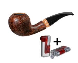 Vauen Pfeife Luxor * 413 Weißpunktedition gebürstet + Necuma Pfeifenfeuerzeug 