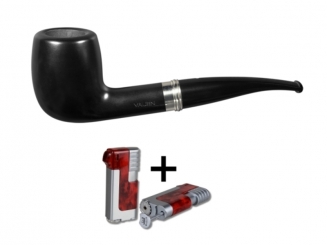 Vauen Pfeife * MELVIN 168 Weißpunktedition + Necuma Pfeifenfeuerzeug 