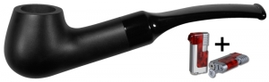Vauen Pfeife Minni glatt schwarz matt + Winjet Feuerzeug 