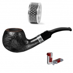 Vauen Pfeife Nana 542 sandgestrahlt Weißpunktedition + Necuma Pfeifenfeuerzeug 