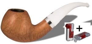 Vauen Pfeife Natura Weißpunktedition kittfrei NA 115 + Winjet Pfeifenfeuerzeug 