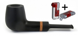 Vauen Pfeife Olaf glatt schwarz matt 1811 + Pfeifenfeuerzeug 