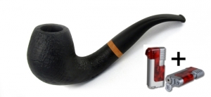Vauen Pfeife Olaf glatt schwarz matt 4873 + Pfeifenfeuerzeug 