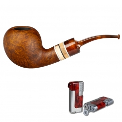 Vauen Pfeife * Oregon 113 Weißpunktedition + Necuma Pfeifenfeuerzeug 