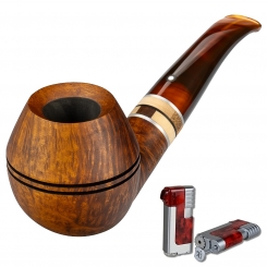 Vauen Pfeife Oregon 146 Weißpunktedition + Necuma Pfeifenfeuerzeug 