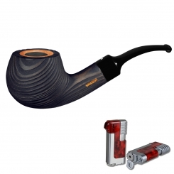 Vauen Pfeife Patina 137 sandgestrahlt Weißpunktedition + Necuma Pfeifenfeuerzeug 