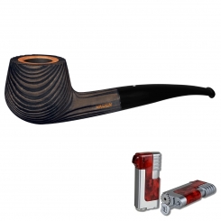 Vauen Pfeife Patina 140 sandgestrahlt Weißpunktedition + Necuma Pfeifenfeuerzeug 