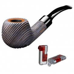 Vauen Pfeife Patina 237 sandgestrahlt Weißpunktedition + Necuma Pfeifenfeuerzeug 