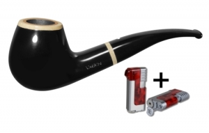 Vauen Pfeife Pearl 161 Weißpunktedition + Winjet Pfeifenfeuerzeug 