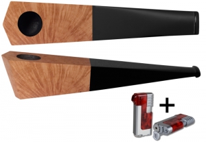 Vauen Pfeife Quixx glatt natur + Winjet Pfeifenfeuerzeug 