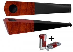 Vauen Pfeife Quixx glatt braun + Winjet Pfeifenfeuerzeug 