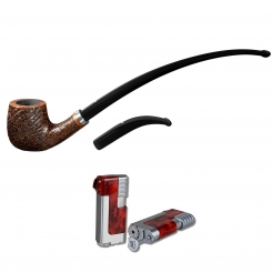 Vauen Pfeife Lesepfeife Relax 527 Weißpunktedition + Necuma Pfeifenfeuerzeug 