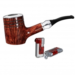 Vauen Pfeife Standpfeife Shine 130 Weißpunktedition + Necuma Pfeifenfeuerzeug 