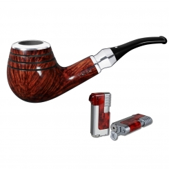 Vauen Pfeife Shine 161 Weißpunktedition + Necuma Pfeifenfeuerzeug 