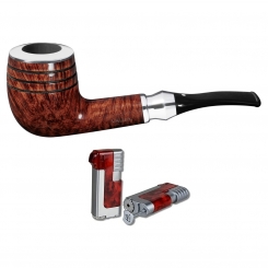 Vauen Pfeife Shine 168 Weißpunktedition + Necuma Pfeifenfeuerzeug 