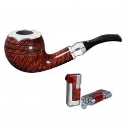 Vauen Pfeife Shine 177 Weißpunktedition + Necuma Pfeifenfeuerzeug 