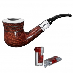 Vauen Pfeife Shine 195 Weißpunktedition + Necuma Pfeifenfeuerzeug 