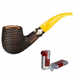 Vauen Pfeife * Siena 535 Weißpunktedition + Necuma Pfeifenfeuerzeug 